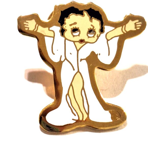 BETTY BOOP White Fur Coat Lapel/Hat Pin - Picture 1 of 12